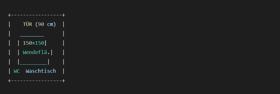 Kompaktes rollstuhlgerechtes Minimum ≈ 2,00 × 2,40 m